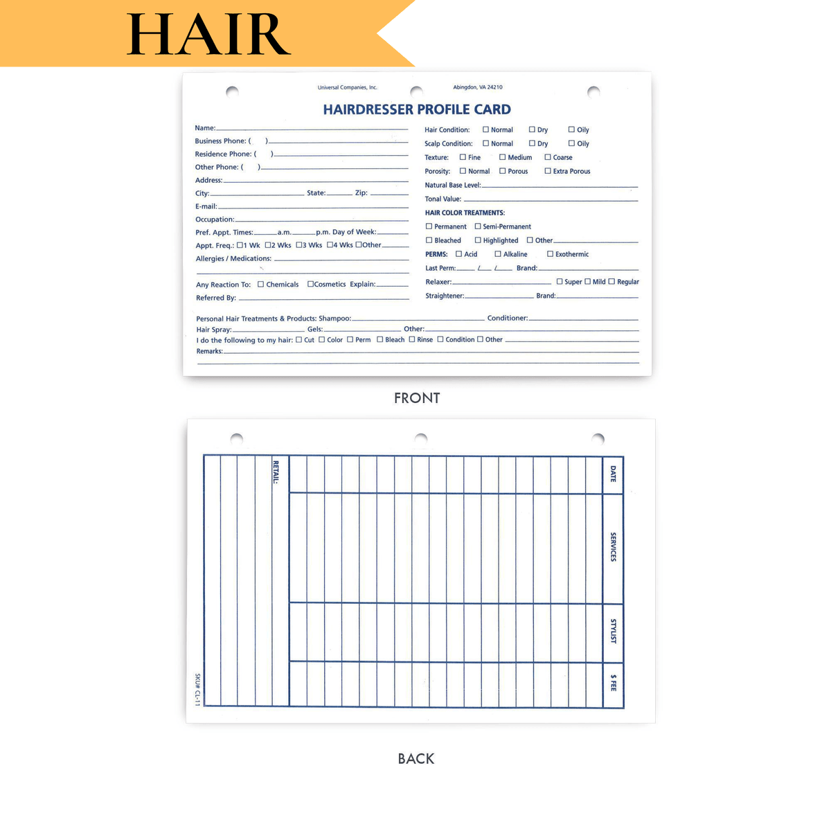 Intake Card Client Profile Intake Cards, 100 ct – Universal Companies