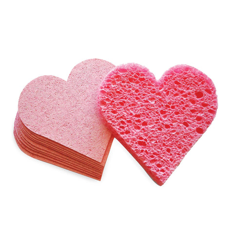 Image of Cotton & Gauze Products Intrinsics Heart Compressed Sponges / Pink / 75pc