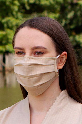 Image of Face Masks & Eyewear S/M / Wheat Solid Pleated Wellness Face Mask by Fashionizer Spa Uniforms