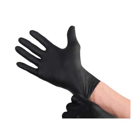 Image of Gloves & Finger Cots Medium Sanek Black Nitrile Gloves