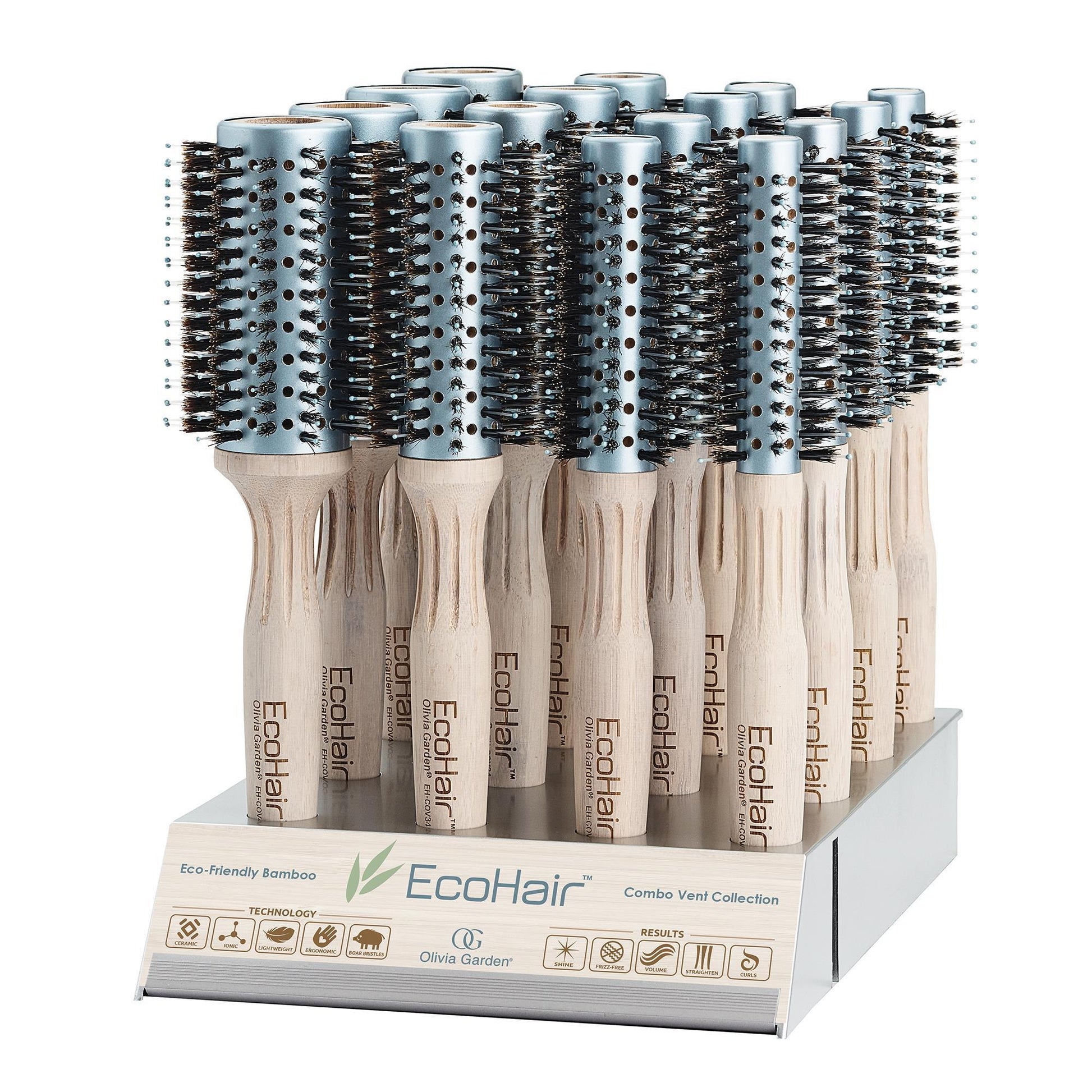Hair Brushes & Combs Olivia Garden EcoHair Combo Vent 16 Piece Display