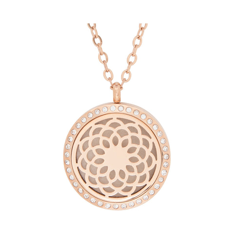 Image of Jewelry Stainless Steel Rose Gold Sunflower Crystal Pendant