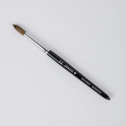 Image of Nail Brushes & Cuticle Pushers Black #12 Spade Kolinsky Acrylic Brush, Black #8, #10, and #12