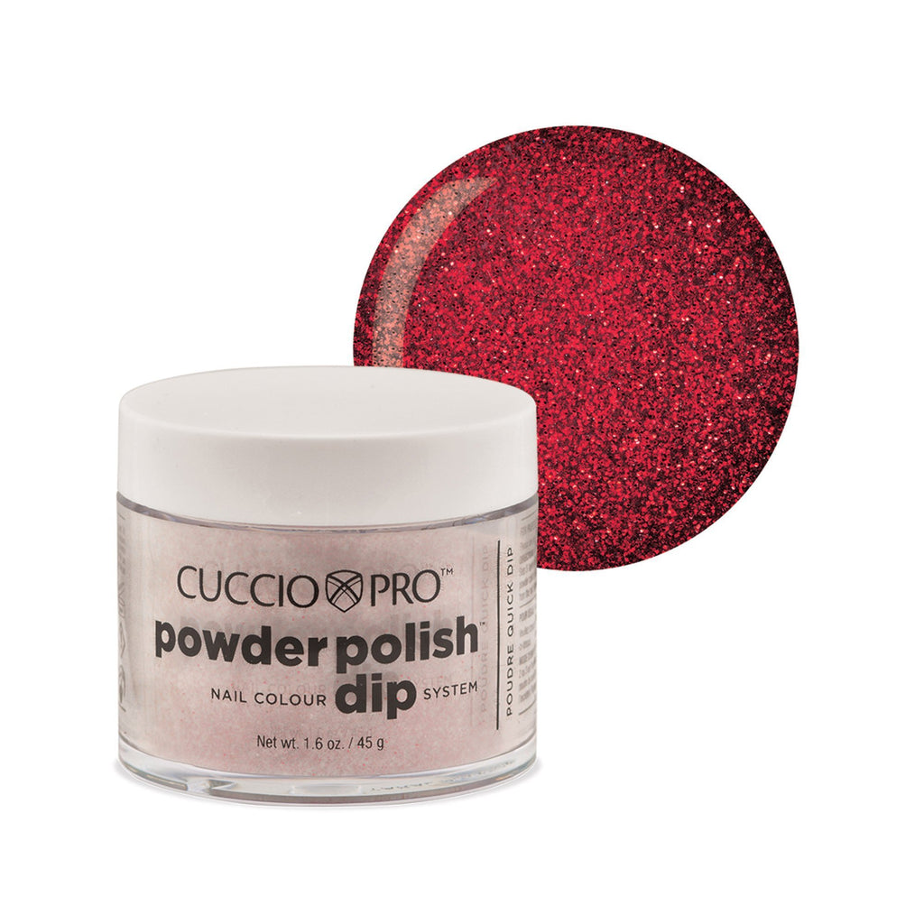 Powder Polish / Dip Polish Dark Red Glitter Cuccio Pro Dipping Powder