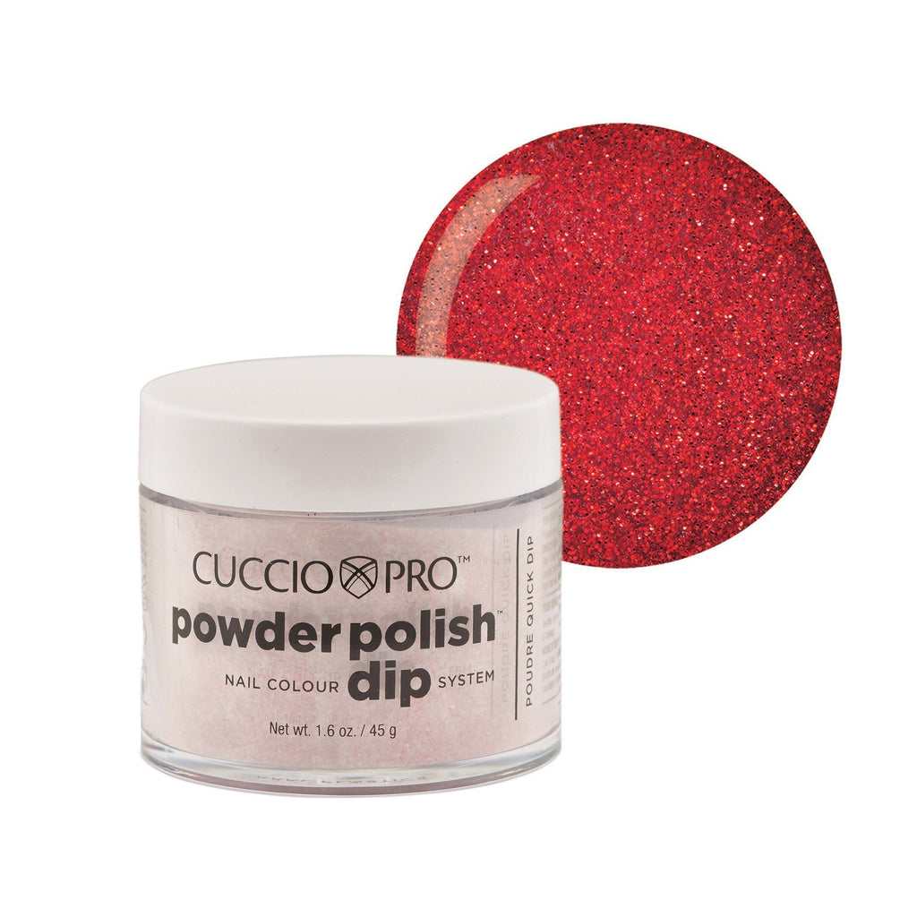 Powder Polish / Dip Polish Ruby Red Glitter Cuccio Pro Dipping Powder