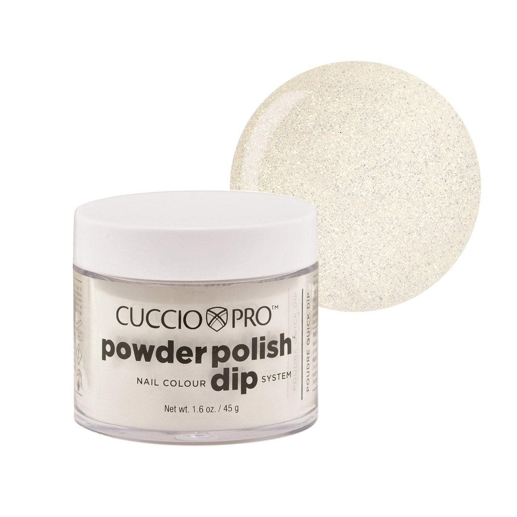 Powder Polish / Dip Polish White wSilver Mica Cuccio Pro Dipping Powder