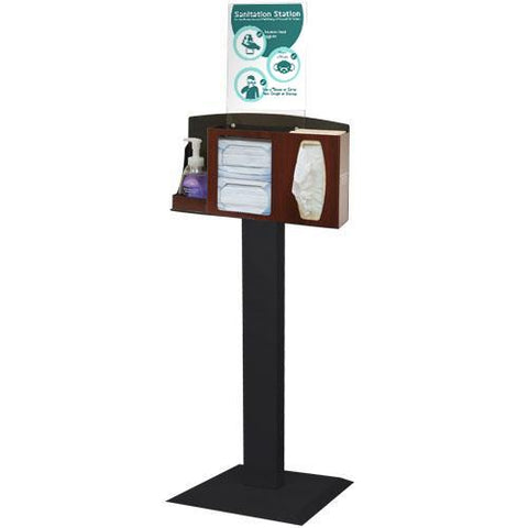 Image of Sanitation Station with Stand, Cherry Fauxwood