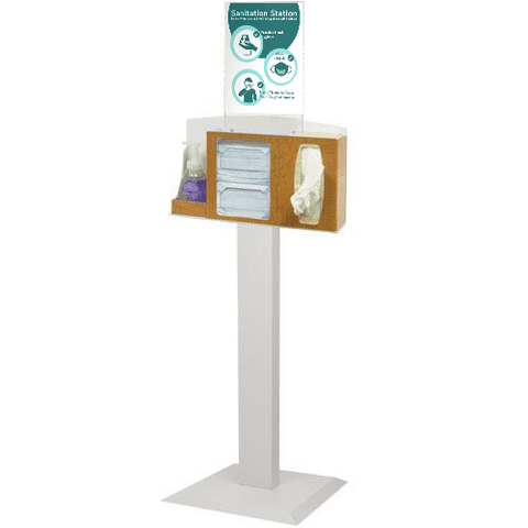 Image of Sanitation Station with Stand, Maple Fauxwood