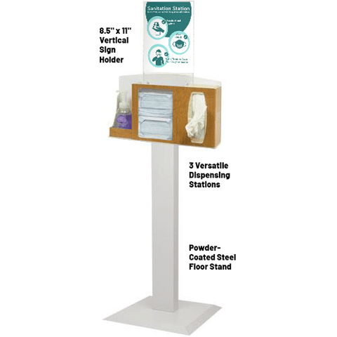 Image of Sanitation Station with Stand, Maple Fauxwood