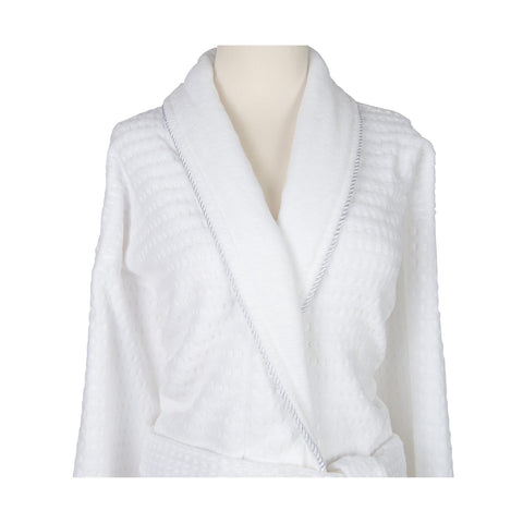 Image of Robes & Wrapes Sposh Regal Robe White with Silver Braided Trim