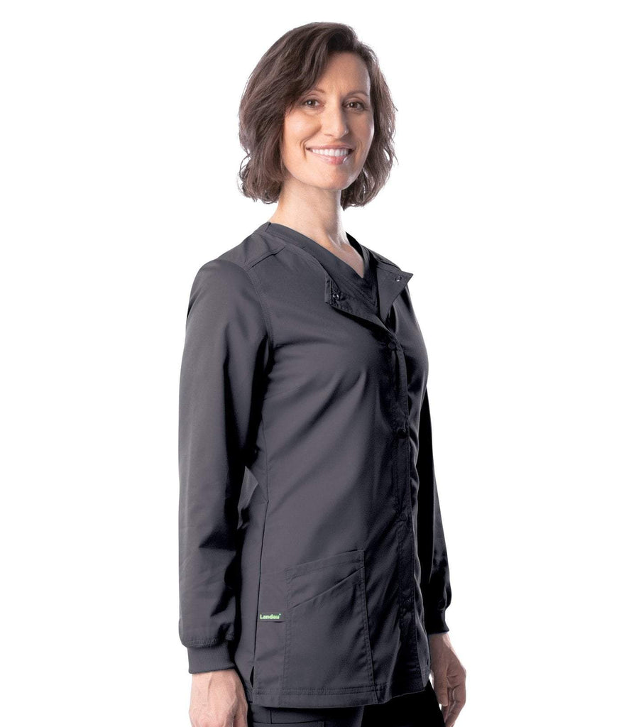 Women's Crewneck Warm Up Jacket w/Knit Cuffs, XL to 5XL, by Landau