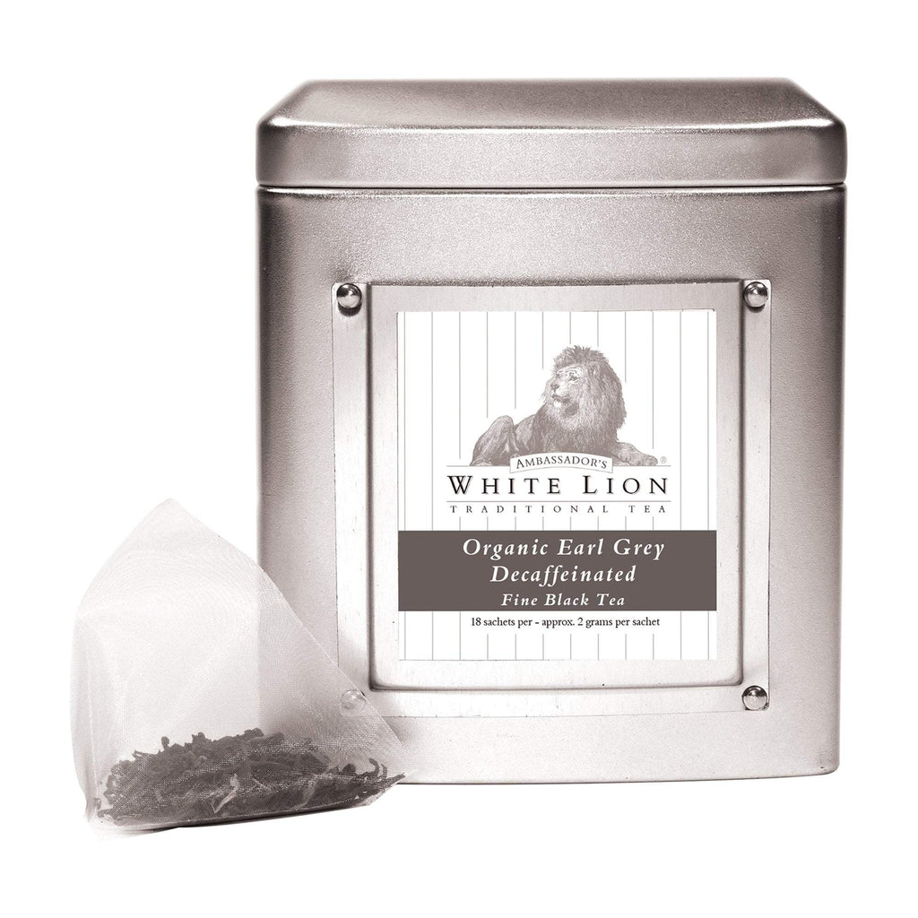 Tea & Snacks 18 ct. White Lion Tea, Organic Earl Grey Decaf Green Canister