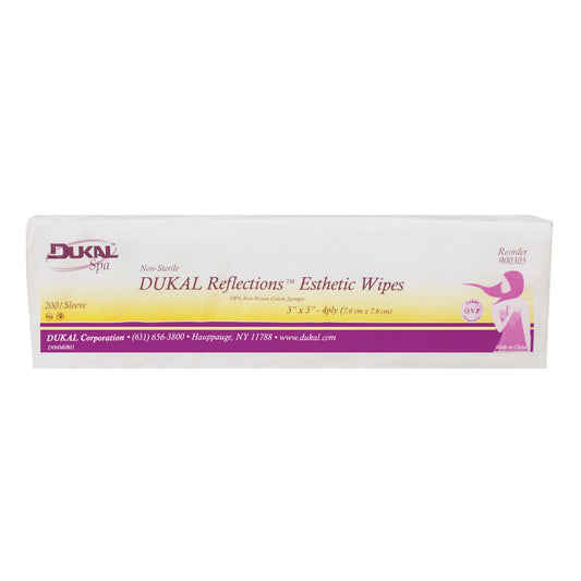 Wipes, Pads & Rounds DUKAL Reflections&trade; 100% Cotton Non Woven Esthetic Wipe, 3"x3" - 200 Pack